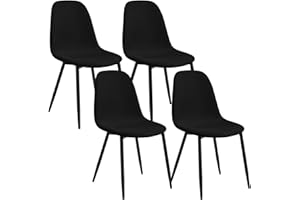‎LESTARAIN Lestarain Dining Room Chairs, Set of 4, for Bedroom, Kitchen, Living Room, Comfortable Kitchen Chairs with Backrest, Metal Legs, Scandinavian Modern, Corduroy, Black