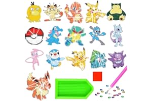 LGZIN Diamond Painting Kinder, DIY Diamant Aufkleber Kit, 16 Stück Cartoon Diamantmalerei für Kinder, DIY Diamant Painting Kit für Kinders und Erwachsene Anfänger, Geburtstags Geschenk für Jungen Mädchen