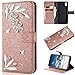 Produktbild Handyhülle iPhone XS Leder, iPhone X Flipcase Rosegold, LolStore 3D Glitzer Tasche Leder Hülle Case Kartenfach Magnet Handytasche Brieftasche BookStyle Cover Ständer Stoßfest Schutzhülle Etui Schale