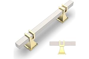 Amerdeco 10 pezzi Maniglie per Mobili da Cucina Distanza fori 96mm Oro+D'argento Maniglie cucina armadietti in mobili da cucina per mobili UK0003