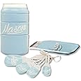 Goodscious Blue Ceramic Kitchen Mason Jars - 3-Piece Vintage Kitchenware Set - Measuring Cups, Measuring Spoons, Spoon Rest | Retro & Farmhouse Decor | Baking Supplies, Rustic Home Accessory by