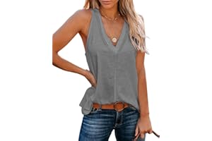 Famulily Basic Tank Top V Ausschnitt Damen Sommer äRmellose Tshirt Raceback Sport Vest Top