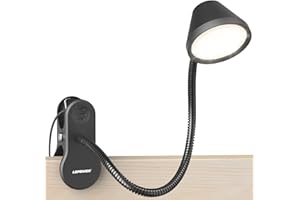 LEPOWER Clip on Light, Dimmable Book Light for Reading in Bed, 300LM Clip on Lamp, 5 Color Temperatures， Night Mode, Timer Setting, 2%-100% Brightness, for Bed, Headboard and More