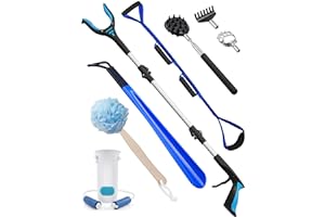 ‎KEKOY Kekoy Knie Hüft-Op Reha Set 8 Stück, Anziehhilfen einschließlich 91cm Greifer, Sockenanziehhilfe, 48cm Schuhlöffel, Beinheber, Badeschwamm, Rückenkratzer, Anziehhilfe Nach Hüft Op für Senioren(Blue)