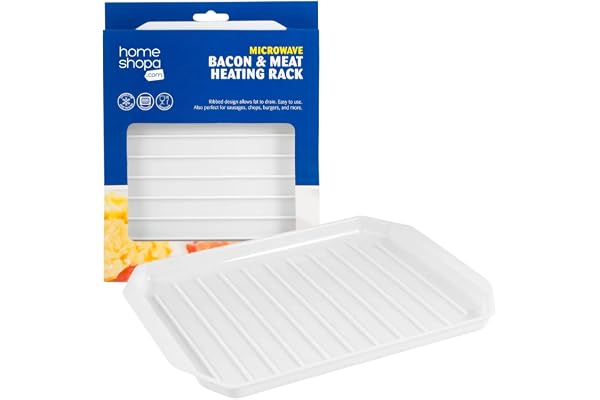 HOMESHOPA - Plateau chauffant pour bacon - Pour la cuisson de la viande, le petit-déjeuner - Côtelé - Pour décongeler les graisses, les aliments congelés