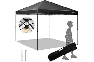COBIZI 3x3m Pavillon One Push Faltpavillon wasserdicht UV Schutz 50+ Pop Up Gartenpavillon Gartenzelt Partyzelt mit Rolltragetasche Bonus 4X Seile 8X Pfähle, Schwarz