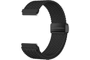 Mastten 22mm Nylon Sport Elastisch Geflochten Magnet Watch Armbänder Kompatibel mit Garmin Venu 3 2/Vivoactive 4 Armband - Amazfit Balance Armband, 22mm Uhrenarmband für Damen Herren, Schwarz
