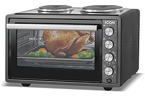 ICQN Mini Four Electrique 42L avec 2 plaques de cuisson, Chaleur tournante, 40°- 230°C, 2800 W