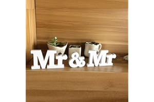 EQLEF Mr & Mr Letters, Mr e Mr Lettere in Legno Segno Gay Wedding Table Decoration Gift for Gay Couples