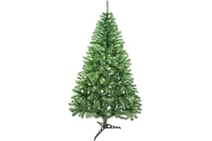 SOLAGUA NAVIDAD Sapin de Noël Artificiel de Feuilles de Guirlandes, Arbres 120-210cm avec Support (Vert Pailleté, 120cm 184Tips)