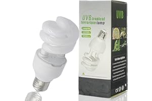 QEEHENG UVB Bombilla de luz para reptiles Lámpara de tortuga Bombillas fluorescentes compactas de ahorro de energía para anfibios de la selva tropical Mascota Acuario Peces Lagarto Serpiente (UVB5.0 13W)