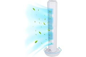 TRESKO AERSON Ventilateur tour avec oscillation 76 cm | Ventilateur sur pied avec 3 vitesses | Tour Fan - 45 W | Ventilateur avec fonction minuterie | oscillant à 70° (blanc)