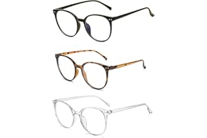 BbiuRer 3 Pack Blaulichtfilter Brille, Blaues Licht Blockieren Brillen, Runde Rahmen Anti Blaues Lesebrille für Damen und Herren, Rund Anti Blaulicht PC Gaming Brillen Modebrille, Anti Blendung