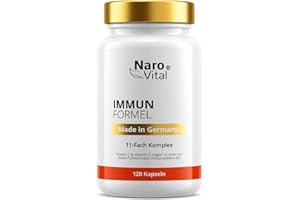‎NAROVITAL Immunsystem Stärken Erwachsene - 11-Fach Immun Komplex Echinacea Kapseln mit Zink Selen Vitamin C L-Histidin I Immunkur Erwachsene - Vitaminkur - Vegan & ohne Zusätze - 120 Kapseln