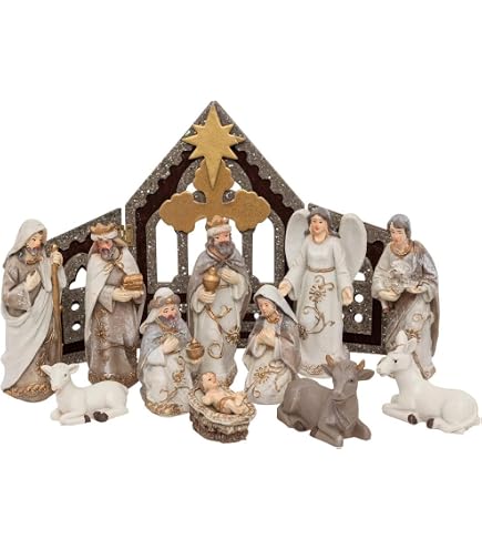 Crèche De Noël En Bois - Mangeoire Avec Ornements Musicaux - 22x13x10 Cm - Déco Traditionnelle, Idéale Pour Sapin Ou Table