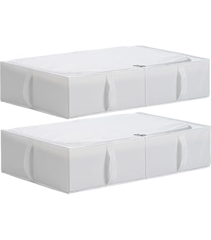 Lot De 2 Sacs De Rangement Sous Lit 90L - Grands Bacs Pliables Avec Poignée Et Fenêtre Transparente, Pour Couettes, Vêtements