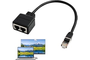 Riybyds RJ45 Adattatore Divisore Ethernet,Sdoppiatore rj45,Sdoppiatore ethernet,Splitter Connettore RJ45 da 1 a 2 Vie, Sdoppiatore lan,Compatibile Cavi Ethernet Cat5, Cat5e, Cat6, Cat7