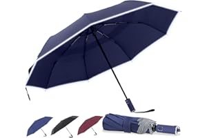 Cilnos Ombrello Pieghevole Antivento, Ombrello Pioggia Automatico con Doppio Baldacchino Portatile, Ombrello da Viaggio per Uomo e Donna, Apertura/Chiusura Automatica