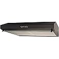 SIA VSR60BL 60cm Visor Cooker Hood, Kitchen Extractor Fan, Under Cabinet Wall Mounted, Top Vented, Black
