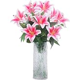 Olrla 4 Pcs Long Stem Artificial Rose Lilies Wedding Home Decoration | Long stem with real touch, very realistic. Ideal for f