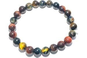 CRYSTALMIRACLE Tigri Occhio ROSSO Blu Marrone Braccialetto di Cristallo Guarigione Uomo Donna Regalo Moda Protettiva Pietra Preziosa Meditazione Accessorio artigianale Benessere Aura