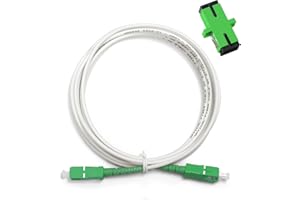 Qilnyeh Câble de raccordement à fibre optique, fibre monomode simplex, câble de chemin à fibre optique SC/APC vers SC/APC, câble LSZH jaune 9/125 μm OD-3,0 mm (White, 5 Meters)