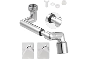Hibbent Extensor de grifo giratorio de 1440 grados para grifo de fregadero de baño, grifo de cocina giratorio de gran ángulo, 2 flujos de agua y aireador de rotación para fregadero de cocina (cromo)