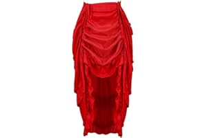 jutrisujo Jupe Femme Dentelle Asymetrique Steampunk Renaissance Vintage Rétro Sexy Médiévale Taille Elastique