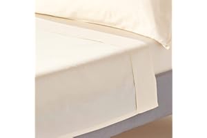 ‎HOMESCAPES HOMESCAPES Bio-Bettlaken Creme-vanille 230x255 cm, Satin-Betttuch ohne Gummizug, Haustuch aus 100% Bio-Baumwolle