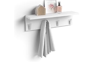 MOBILI FIVER, Perchero de pared Rachele, 60 cm, color Blanco mate, perchero de diseño Baño, Habitación, Entrada, Made In Italy