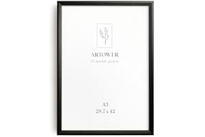 Artower® Bilderrahmen Vintage Schwarz Holz Rahmen für DIN A3 29,7 x 42 cm | Posterrahmen Groß Collage | Picture Frame Vintage Black Wood 30x42 cm | Retro Schmal Bilderrahmen | Schwarz Poster Rahmen