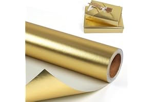 MAMUNU Gold Wrapping Paper Roll - 43cm x 10m, Gold Metallic Birthday Wrapping Paper for Men Women, Solid Color Matte Gift Wrap Paper for Birthday Wedding Baby Shower Graduation Christmas All Occasions