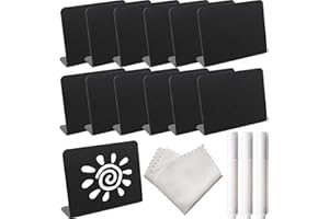 FUNMILY SZXMDKH Mini Pizarras de Plástico, 12 Pizarras de Pie, Pizarra Pequeña, PVC 100%, Negro, Minimalista, para Buffet, Decoración de Bodas, Cumpleaños, Bares y Fiestas