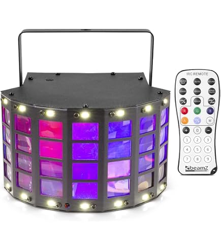 BoomToneDJ Mini Derby LED RGBW | Effets Lumineux Stroboscope | Contrôle DMX Et Télécommande | Pour Soirées DJ