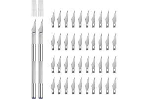 YPYMOD 2 Stück Precision Carving Craft Messer, Skulptur, Schnitzmesser für Bastelmesser mit 40 Ersatzklingen (Silber)