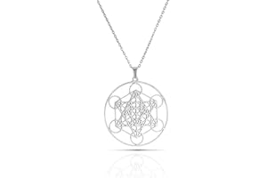 SIPURIS Collier cube de Metatron pour homme et femme - Archanges sacrés - Roi Salomon - Collier en acier inoxydable - Pendentif géométrique creux - Amulette