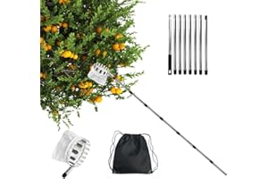 TAECHALINGO Recogedor de Frutas,Recolector de Manzana,Recoge Frutas de Árboles,Recoge Frutas Telescopico,Frutas Herramientas Recolectoras,Recogedor de Frutas con Mango Telescópico (3.2M)
