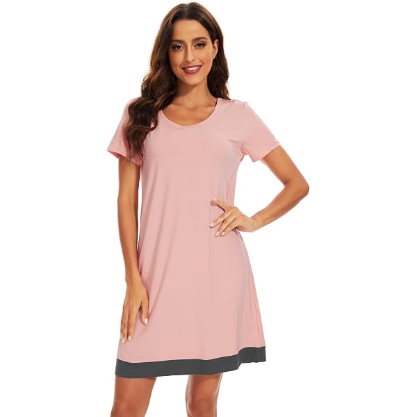 WiWi Women's Bamboo Viscose Nightgown - Short Sleeve, Lightweight, Knee-Length Sleepshirt (Heather Grey, X-Large)