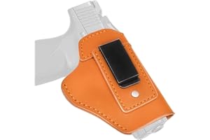 Goldmiky Gun Holster Dissimulé, Cuir Holster à Dégainage Rapide, Holsters en Cuir à Clip – Holster de Ceinture pour Arme Compatible Glock 1911, Walther P99 PPQ PK380, Beretta