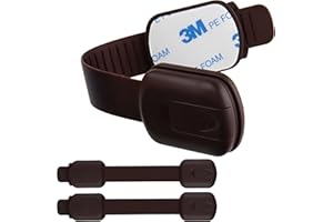 COODY 2 Pack Child Proof Cupboard Locks, Child Safety Cupboard Locks for Kitchen, Adjustable Child Safety Locks, Extra strong Adhesive, Baby Security for Cupboard, Cabinet, Fridge, Drawer, and Toilet(Brown)