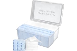 SRUIDYLADY Rondas de algodón de alta calidad, 550 unidades, hipoalergénicas, extrasuaves y sin pelusas, cuadrados duraderos para eliminar el maquillaje facial, de labios y de ojos