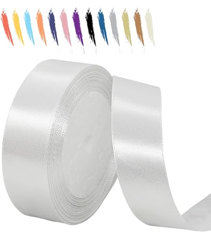88m Satinband In Weiß – 4 Rollen Mit 10/15/20/25 Mm Breite Für Geschenke & Deko