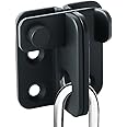 Sayayo Shed Lock Gate Lock Door Bolt Lock Gate Latch Tiny Padlock Hasp for Wooden Gates Garden Shed Cupboard Pet Cage, Stainless Steel Matte Black, EMS3001-B