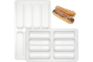 YXHZVON 2 Pezzi Stampi in Silicone Barrette per Cereali, 8 Cavità Stampo Rettangolare Antiaderente Stampi da Forno per Cioccolato Pane Muffin Brownie（Bianco）