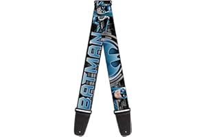 Buckle-down Sangle de guitare 34-60" BATMAN Poses/Bat Signal CLOSE-UP Black/Grays/Blues