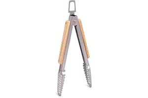 Drop Kick Your Old Tongs, GRILLHOGS 9-Inch Barbecue Tongs Are the Only Equipment That Can Handle Your Massive Meat, Stainless Steel + Oak Wood BBQ Tongs, Premium Grill Tongs