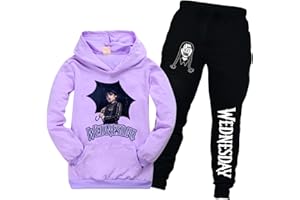 DROLA Kids Wednesday Hoodie and Pant Set,2pcs Set survêtement avec capuche sets pulls pour enfants garçons et filles