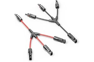 deleyCON Cavo Solare a Y 3/1 Adattatore 6mm² - Connettore a Y PV4 / Modello a T IP68 1500V - (M/FFF, F/MMM) - Per Sistema & Pannello Solare, Sistema Fotovoltaico, Spina PV (30cm)