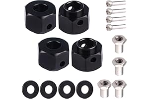 AIMROCK Aluminum Thickened 12mm Hex Wheel Hubs Adapters w/Spacers for 1/10 Traxxas TRX-4 TRX-6 RC Crawler (Black, 8mm)