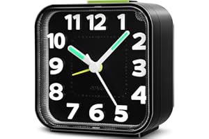 Tisaika Alarm Clocks Bedside Battery Powered Silent Alarm Clock Non Ticking Clocks for Bedrooms Easy to Read Snooze Night Light Portable for Travel Home Kids